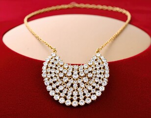 Gold necklace with many small diamonds