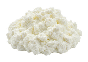 A pile of fresh cottage cheese, a healthy dairy product, isolated on a transparent background