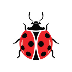 Charming Ladybug Illustration. This vibrant red beetle icon with black spots evokes feelings of good fortune and natural harmony. A delightful vector graphic, perfect for various designs.