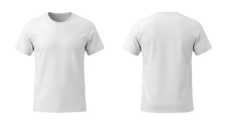 Fototapeta premium Front and back view of a plain white tshirt isolated on white background