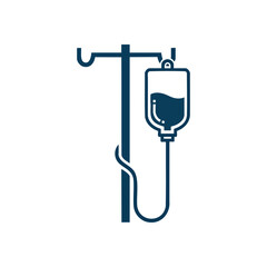 IV Fluid Drip Medical Icon. A clear graphic depicting an intravenous administration. This emblem signifies hospital care, patient recovery, and vital health support.