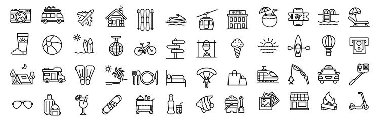 Icon set for vacation, holidays, 