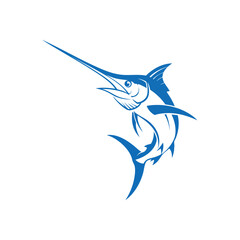 Fototapeta premium Dynamic Blue Marlin Vector Art. Powerful billfish illustration capturing speed and sea strength. Perfect for aquatic sports, marine life imagery, or fierce brand designs.
