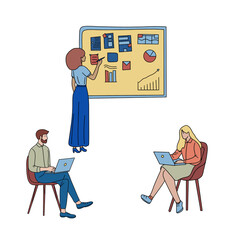 Office Team Collaboration and Data Presentation