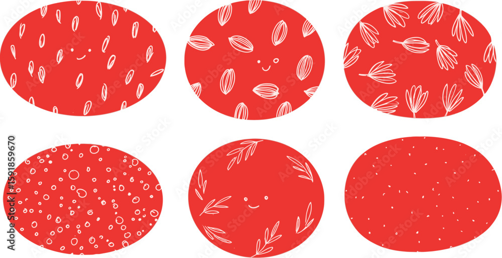 Poster vector art of a seamless red and white pattern with floral and leaf elements creates a decorative ba