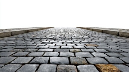A cobblestone path ascends towards a bright white sky creating a sense of journey and open possibility