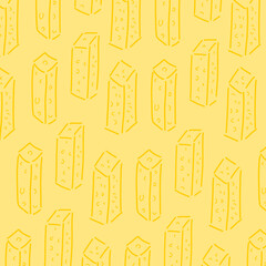  cheese sticks in block form, featuring small holes and drawn in yellow. Ideal for food-themed designs, dairy product packaging, restaurant branding, cheese banners, or educational food content.