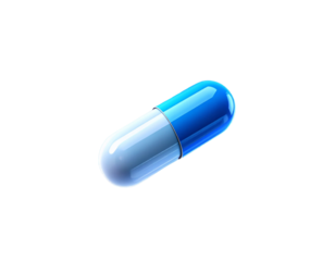 Futuristic Microscopic Capsule Floating in Plasma Stream with Digital Interface Overlay, Isolated on Transparent Background PNG