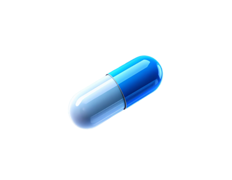 Futuristic Microscopic Capsule Floating in Plasma Stream with Digital Interface Overlay, Isolated on Transparent Background PNG