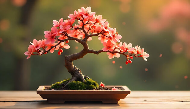 pink flower in a vase, mini tree, 32K Resolution