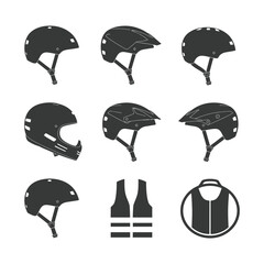 set of black helmet icon