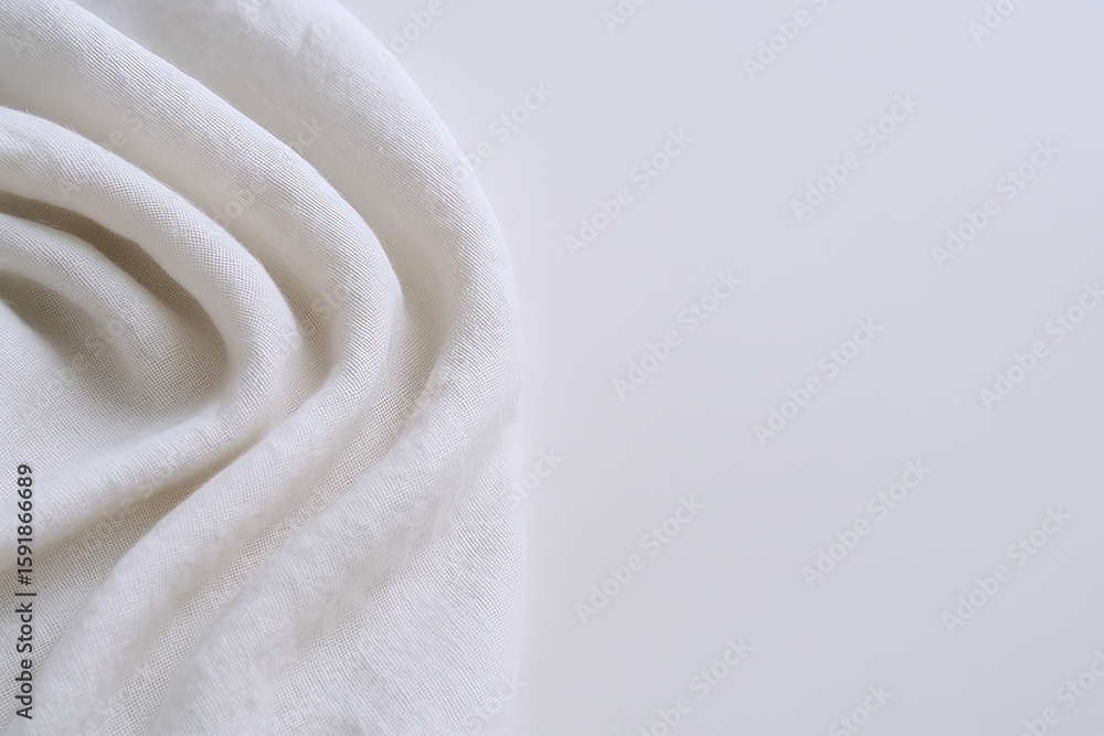Poster close-up of soft white fabric with delicate folds and smooth texture.