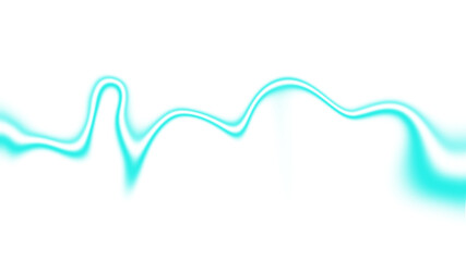 Electric cyan neon wave line on transparent background. Glowing pulse abstract design. Smooth curve motion blur. Bright shimmer light trail. Futuristic tech energy stream. Minimal high-voltage 