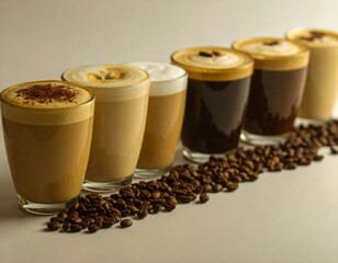 色々なカフェメニュー、コーヒーの飲み比べ
