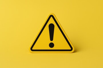 Warning Sign Icon Triangle with Exclamation Mark on Bright Yellow Background.