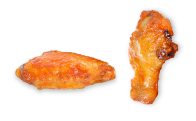 two buffalo chicken wings isolated on transparent background