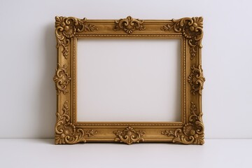 Ornate antique gold decorative picture frame with intricate carvings and floral motifs.