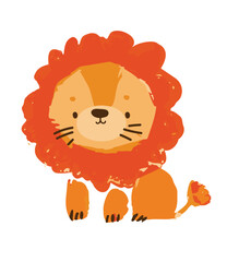 Vector Cute Lion Jungle Trendy Summer Kids Print Illustration