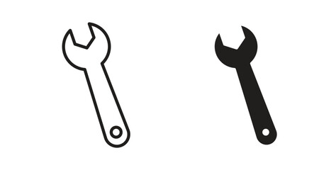 Wrench icon for websites and mobile minimalistic flat design.
