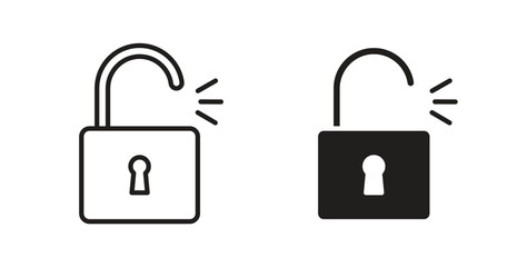 Unlock icon for websites and mobile minimalistic flat design.