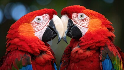 Two scarlet macaws facing each other (1)