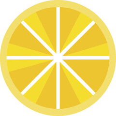 Round Lemon Slice Icon in Yellow with Geometric Sections