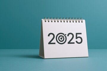Desk calendar displaying the year 2025 with modern black numbers on white background.