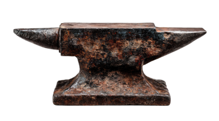 Rusty anvil, heavily textured, dark metal