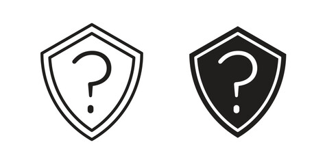 Shield interrogation icon for websites and mobile minimalistic flat design.