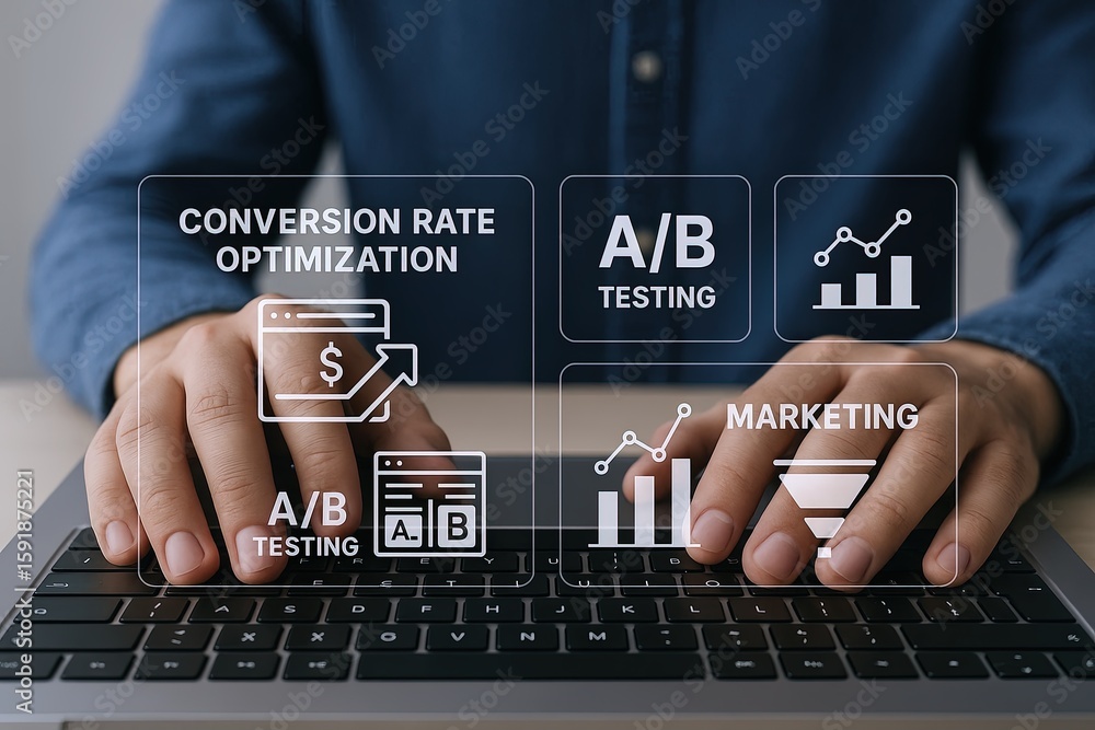 Poster modern business digital marketing data analysis and performance optimization.