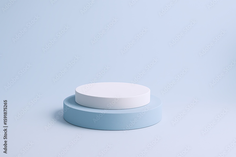 Poster minimalist circle platform display stand with smooth clean surfaces on pastel background.