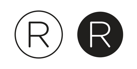 Registered icon for websites and mobile minimalistic flat design.