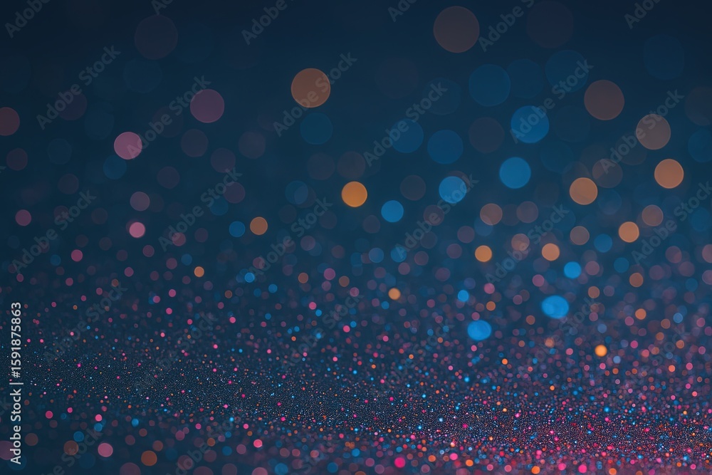 Poster abstract colorful glowing bokeh lights scene with vibrant illuminated dots pattern.