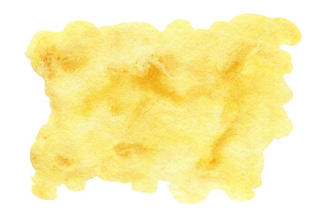 Naklejka premium Sunny bright artistic granulate textured yellow watercolor shape. Abstract summer citrus juice splash concept illustration, watercolour spray for banner design, texture, surface