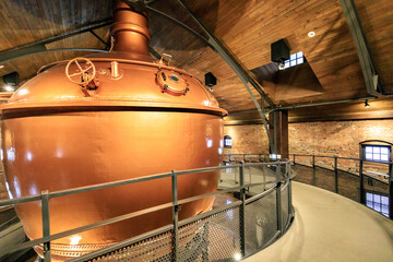 Large Copper Beer Brewing Tank in Factory Museum Interior Sapporo

