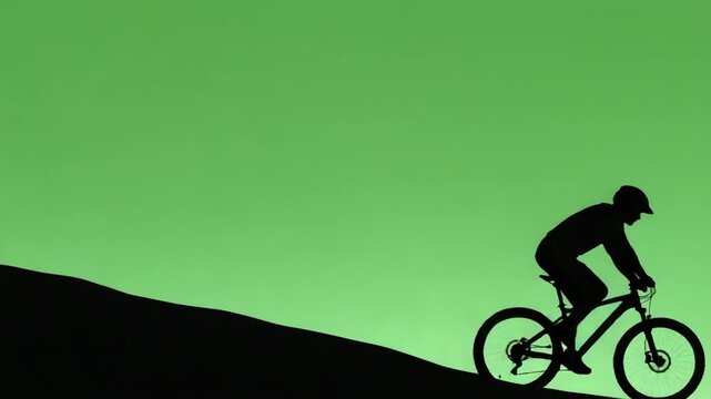 silhouette of a cyclist on the hills