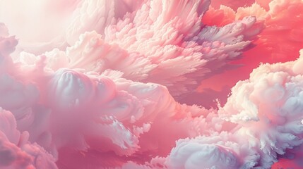 Pink wallpaper with clouds. Generative AI