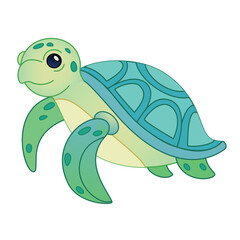Cute Sea Turtle cartoon isolated on white background