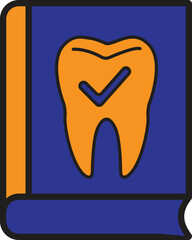 Toothbook icon symbolizing dental manual, oral care record or reference guide with transparent background