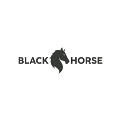 black horse logo featuring a strong and elegant horse head silhouette
