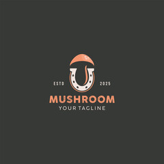 Mushroom Logo and Horseshoe logo vector illustration