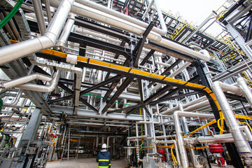 a refinery and pipes close-up