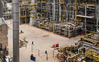 a refinery and pipes close-up