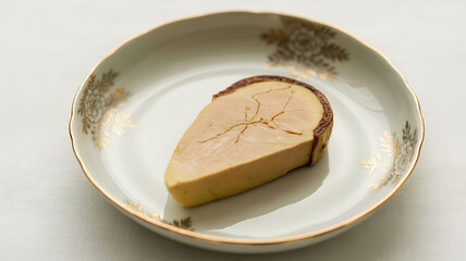 Slice of Foie Gras on Ornate Plate pate delicacy