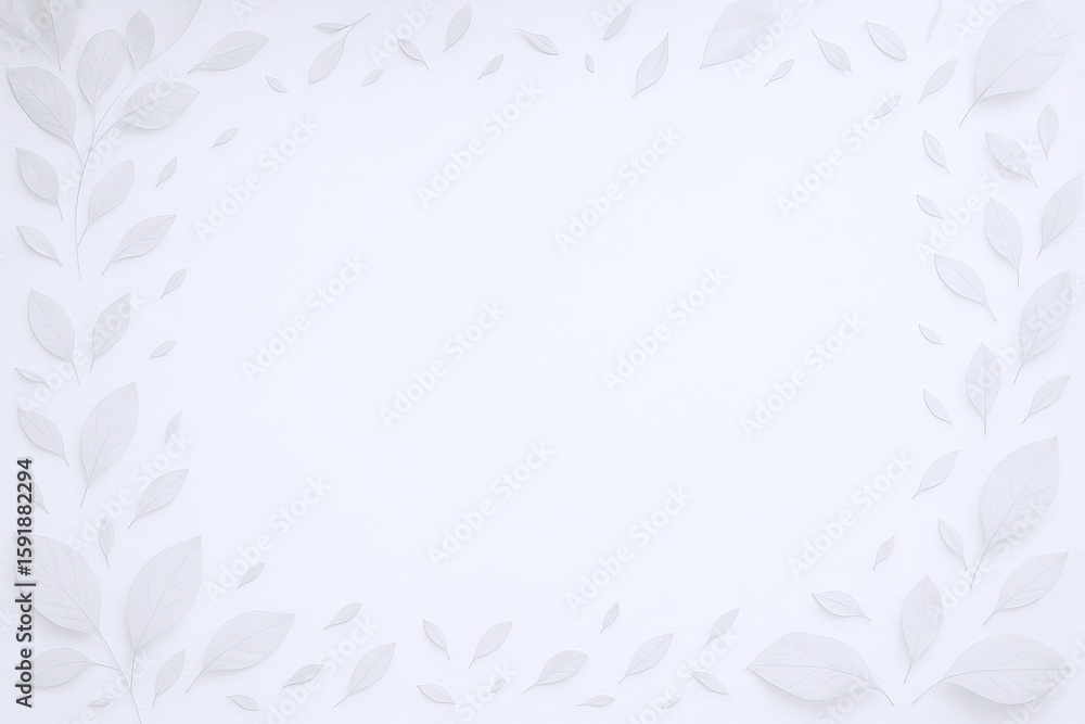 Poster minimalist white background with subtle leaf border for elegant design projects.