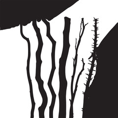 Fototapeta premium Black silhouettes of trees and branches against white