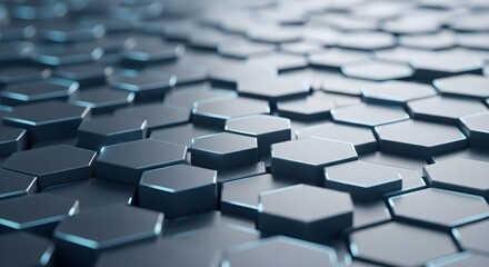 Abstract 3D Rendering of Hexagonal Geometric Pattern with Glowing Edges: Futuristic Technology Background