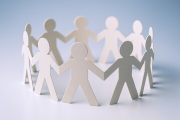 Diverse Paper Paper People Holding Hands Circle Friendship Unity Connection Concept.