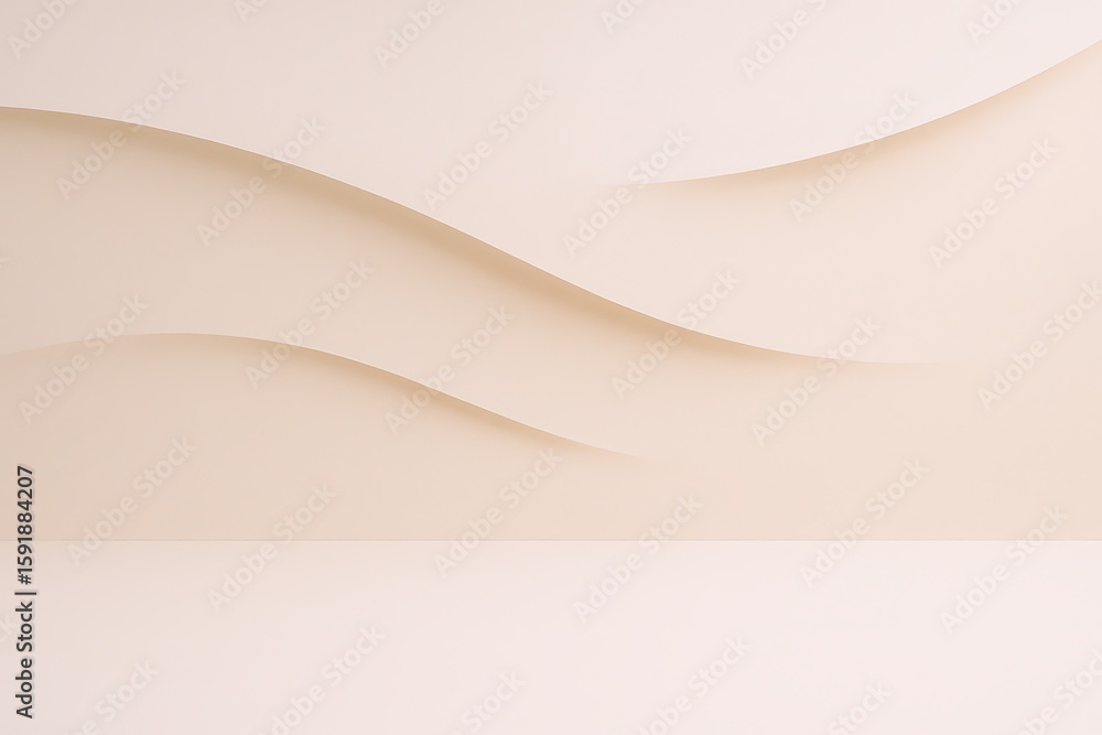 Aufkleber minimalist abstract background with smooth curving layers in soft beige tones.