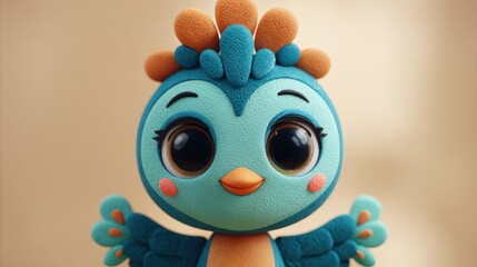 Close-up of a cute cartoon bird